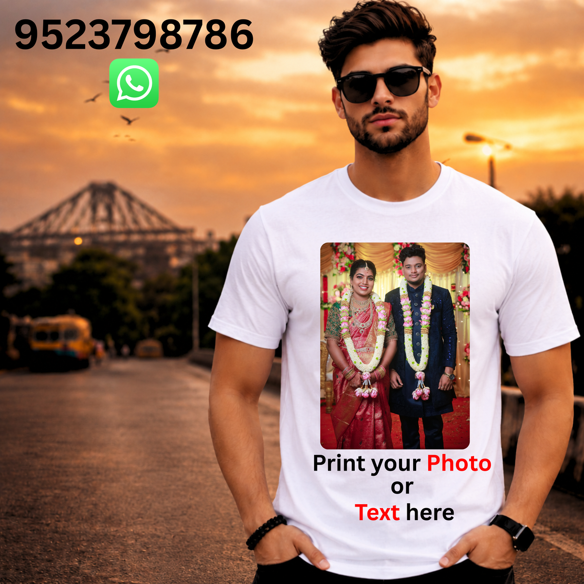 Customized Photo T-Shirt for Friends, Family, Couple, Anniversary, Wife, Husband, Boyfriend, Girlfriend | White Drifit Tshirt for Mens (Pack of 1)