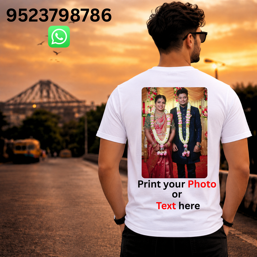 Customized Photo T-Shirt for Friends, Family, Couple, Anniversary, Wife, Husband, Boyfriend, Girlfriend | White Drifit Tshirt for Mens (Pack of 1)
